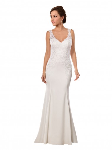 Ivory Mermaid V-Neck Chapel Train Sexy Wedding Dress York