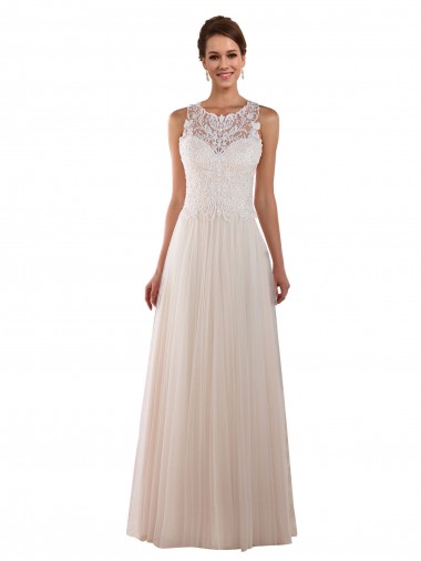 Ivory A-Line High Neck Chapel Train Boho Wedding Dress York