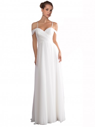 Ivory A-Line Off the Shoulder Sweep Train Beach Wedding Dress York