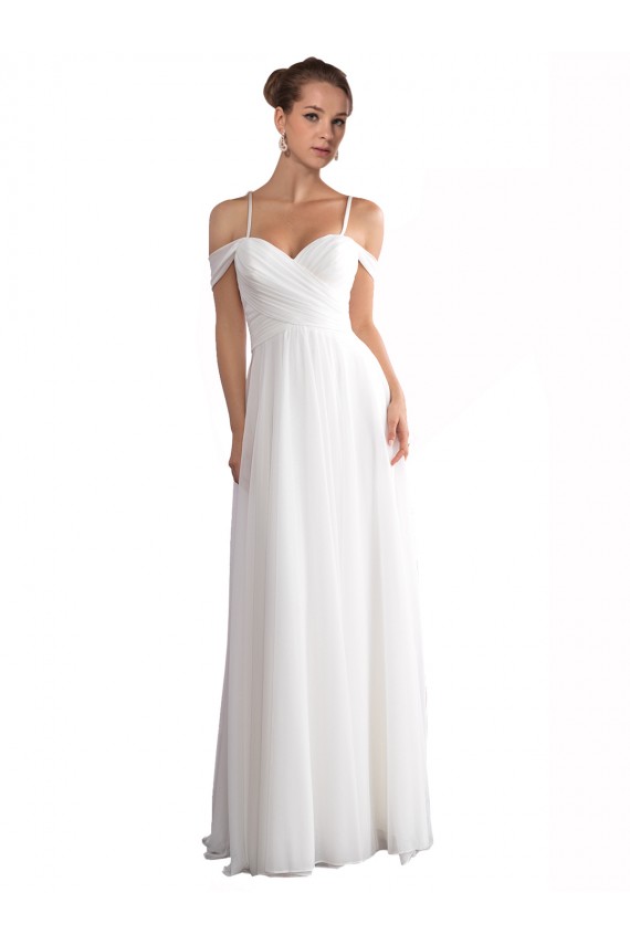 Ivory A-Line Off the Shoulder Sweep Train Beach Wedding Dress York