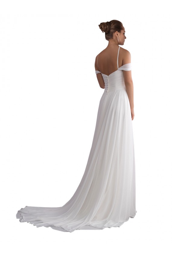 Ivory A-Line Off the Shoulder Sweep Train Beach Wedding Dress York