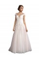 Ivory & Champagne A-Line Illusion Neck Cathedral Train Beach Wedding Dress York