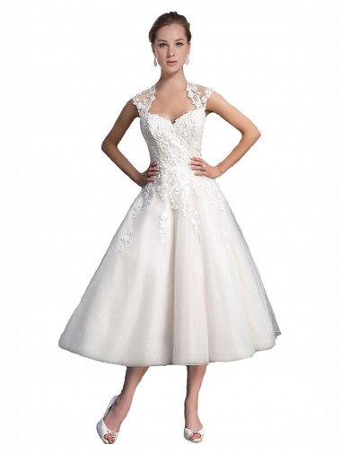 Ivory A-Line Sweetheart Tea Length Beach Wedding Dress York