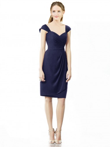 Dark Navy Sheath Sweetheart Knee Length Bridesmaid Dress York