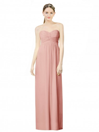 Bliss Pink A-Line Sweetheart Long Bridesmaid Dress York