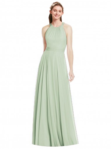 Sage A-Line Halter Neck Long Bridesmaid Dress / Evening Dress York