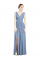 Dusty Blue A-Line V-Neck Long Semi Formal Evening Dress / Bridesmaid Dress York