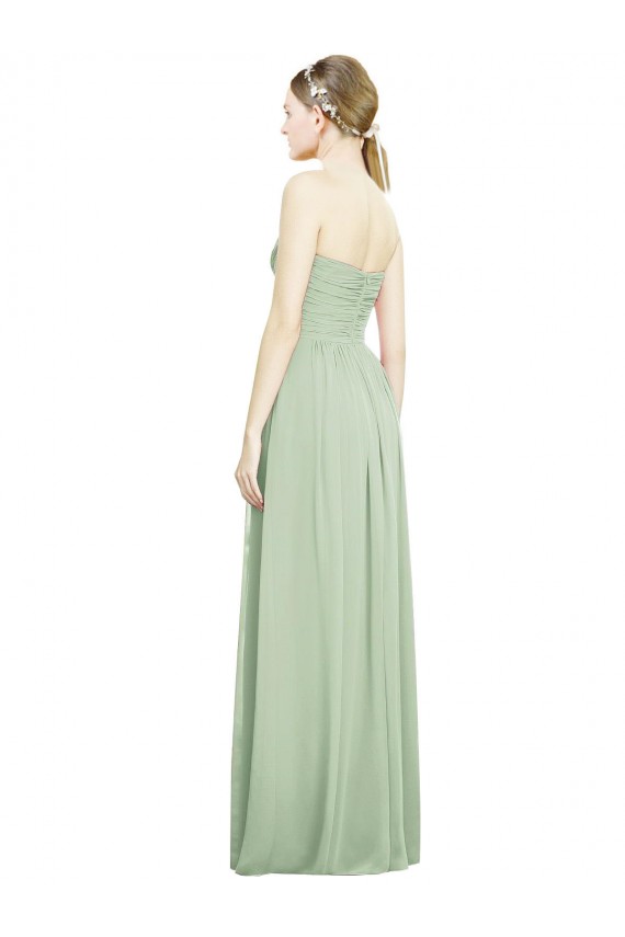 Open Back Sage A-Line Strapless Long Bridesmaid Dress York