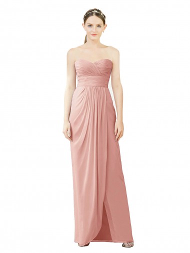 Bliss Pink A-Line Strapless Long High Low Bridesmaid Dress York