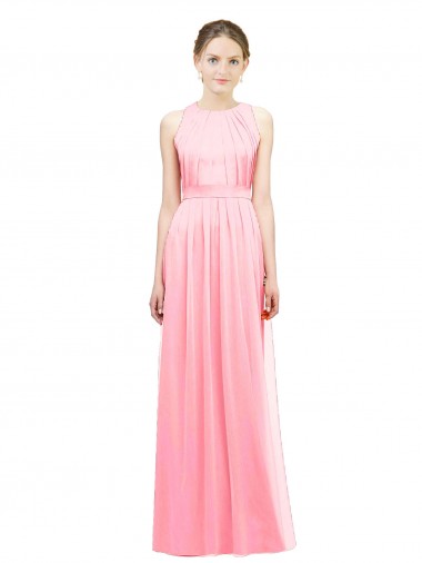 Salmon A-Line Halter Neck Long Bridesmaid Dress York