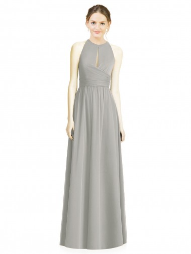 Silver A-Line Halter Neck Long Bridesmaid Dress / Evening Dress York