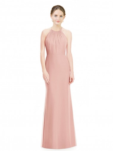 Bliss Pink Mermaid Halter Neck Long Bridesmaid Dress York