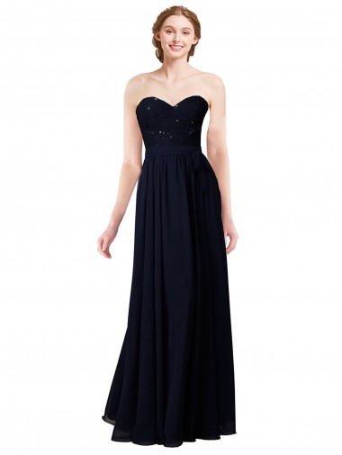 Dark Navy A-Line Sweetheart Long Formal Dress / Bridesmaid Dress York