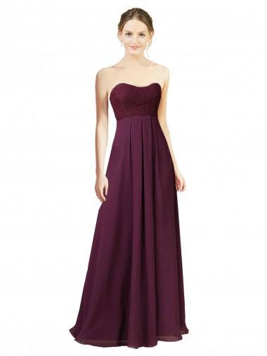 Grape A-Line Sweetheart Sleeveless Long Bridesmaid Dress York