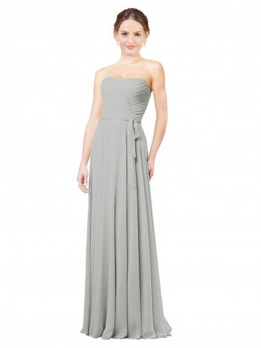 Silver A-Line Sweetheart Long Bridesmaid Dresses York