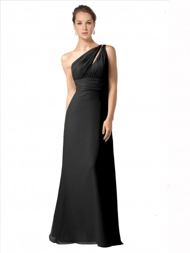 Black A-Line One Shoulder Long Bridesmaid Dress York