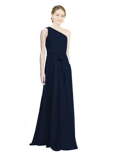 Dark Navy A-Line One Shoulder Long Bridesmaid Dress / Evening Dress York