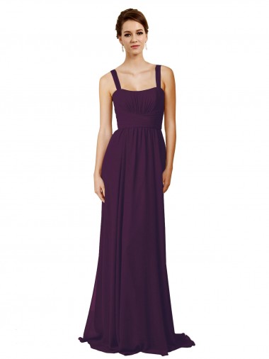 Grape A-Line Spaghetti Straps Sweep Train Bridesmaid Dress York