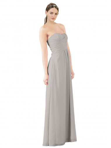 Oyster Silver A-Line Strapless Long Bridesmaid Dress York