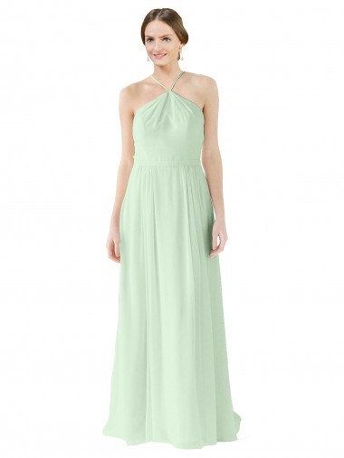 Sage A-Line Halter Neck Long Bridesmaid Dress York