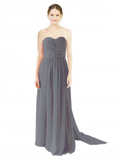 Open Back Slate Grey A-Line Sweetheart Long Bridesmaid Dress / Evening Dress York