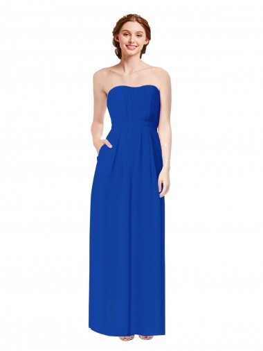 Open Back Royal Blue Sheath Sweetheart Long Bridesmaid Dress York