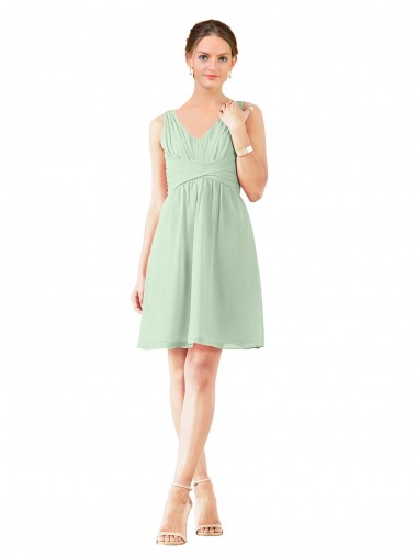 Sage A-Line V-Neck Knee Length Bridesmaid Dress York