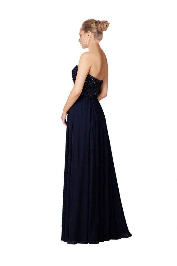 Dark Navy Sheath Sweetheart Long Bridesmaid Dress / Formal Dress York