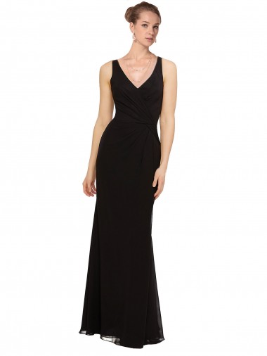 Black Sheath V-Neck Long Bridesmaid Gown York