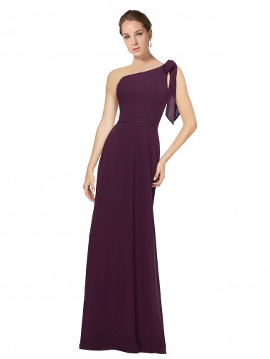 Grape A-Line One Shoulder Long Bridesmaid Dresses York