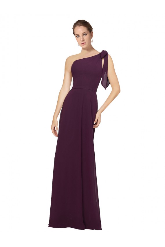 Grape A-Line One Shoulder Long Bridesmaid Dresses York