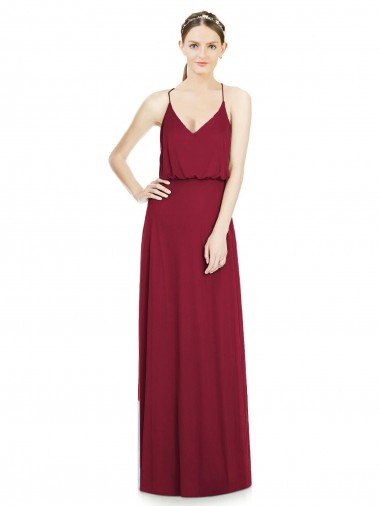 Burgundy A-Line V-Neck Long Evening Gowns / Bridesmaid Dress York