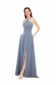 Dusty Blue A-Line High Neck Long Evening Dress / Bridal Party Dress York