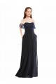 Dark Navy A-Line V-Neck Cap Sleeves Long Formal Dress / Bridesmaid Dress York