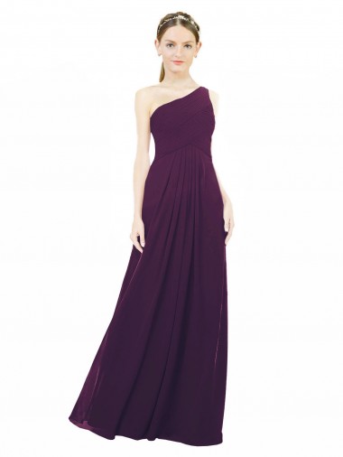 Grape A-Line One Shoulder Long Bridal Party Dress / Evening Dress York