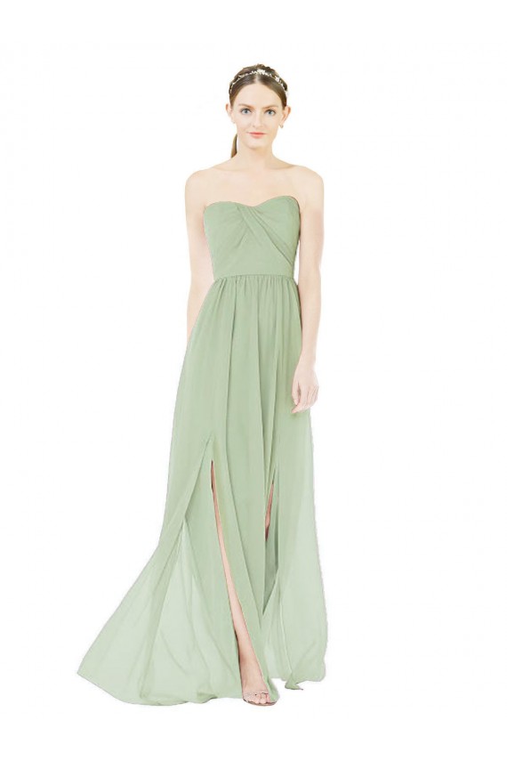 Low Back Sage A-Line Strapless Long Semi Formal Evening Dress / Bridesmaid Dress York