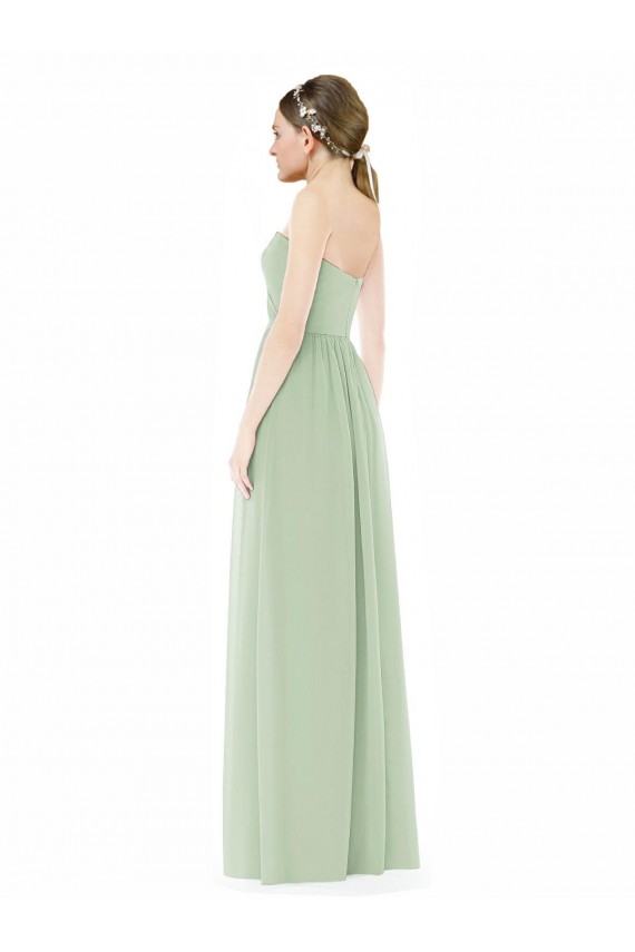 Low Back Sage A-Line Strapless Long Semi Formal Evening Dress / Bridesmaid Dress York