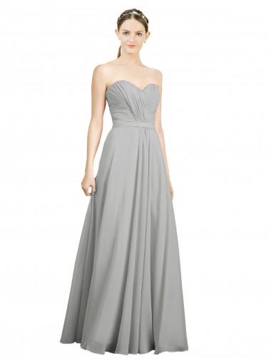 Low Back Silver A-Line Sweetheart Long Bridesmaid Dresses York