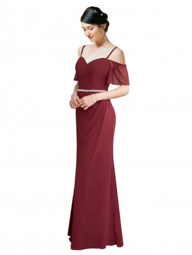 Low Back Burgundy A-Line Sweetheart Long Bridesmaid Dress York