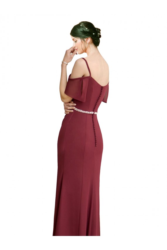 Low Back Burgundy A-Line Sweetheart Long Bridesmaid Dress York