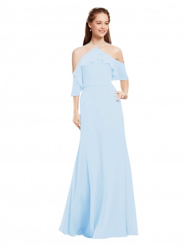 Light Sky Blue A-Line Halter Neck Long Formal Dress / Bridesmaid Dress York