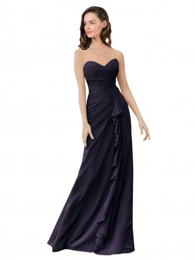 Dark Navy Sheath Sweetheart Long Bridesmaid Dress York