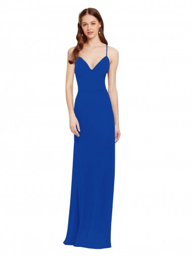 Keyhole Back Royal Blue A-Line V-Neck Long Bridesmaid Dress / Formal Dress York