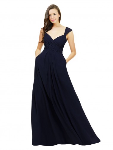 Dark Navy A-Line Sweetheart Long Bridesmaid Gowns York