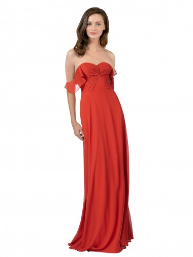 V-Back Red A-Line Strapless Long Bridesmaid Dress York