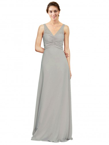 Silver A-Line Sweetheart Sleeveless Long Bridesmaid Dress York