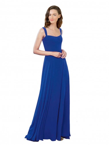 Royal Blue A-Line Square Neck Long Bridesmaid Dress York