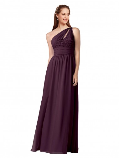 Grape A-Line One Shoulder Long Floor Length Bridesmaid Dress York