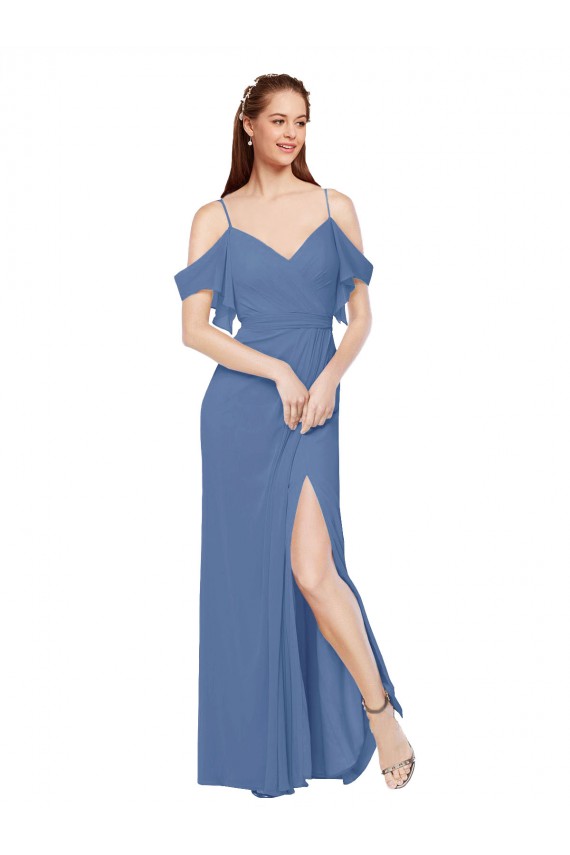 Windsor Blue A-Line Sweetheart Long Bridesmaid Dress York