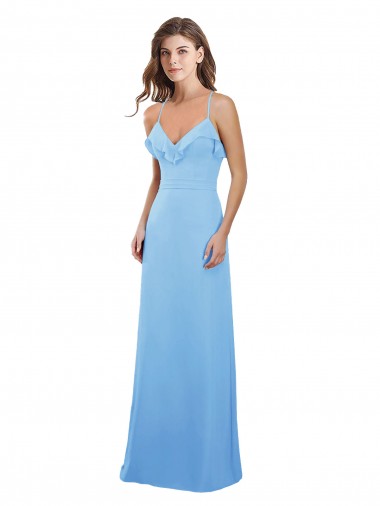 Keyhole Back Periwinkle A-Line Sweetheart Long Bridesmaid Dress York